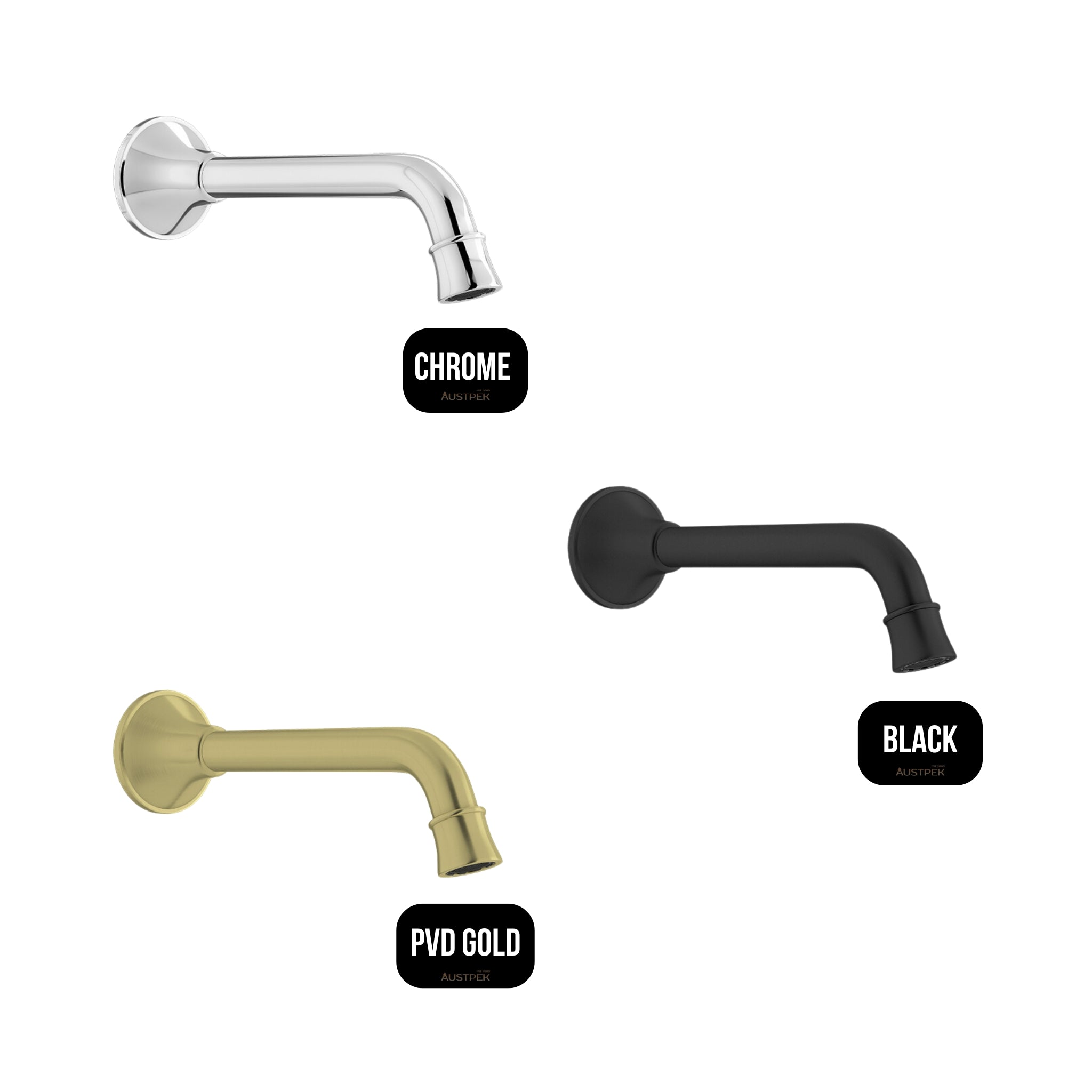 LINKWARE AUGUSTINE LEAD FREE WALL OUTLET 200MM PVD GOLD