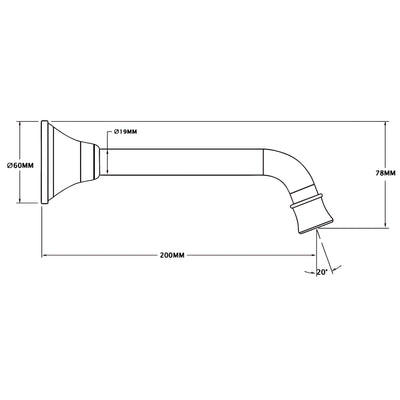 LINKWARE AUGUSTINE LEAD FREE WALL OUTLET 200MM BLACK