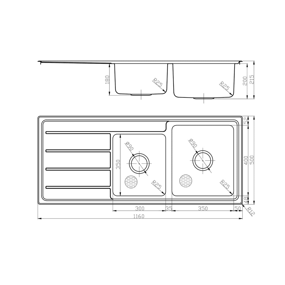 IKON SETO 1.75 BOWL SINGLE DRAINER SINK STAINLESS STEEL 1160MM