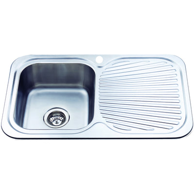 IKON CORA SINGLE BOWL SINGLE DRAINER LHB SINK STAINLESS STEEL 780MM