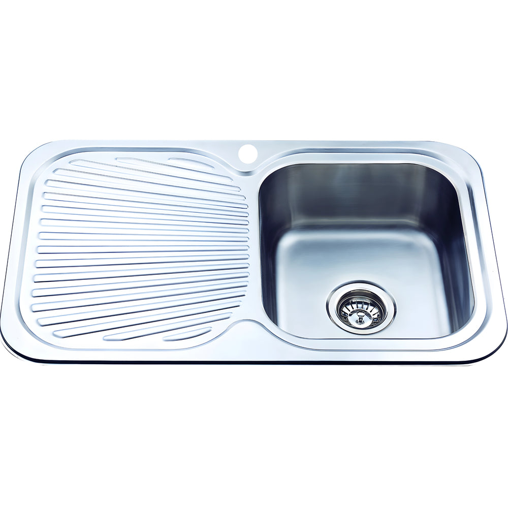 IKON CORA SINGLE BOWL SINGLE DRAINER RHB SINK STAINLESS STEEL 780MM