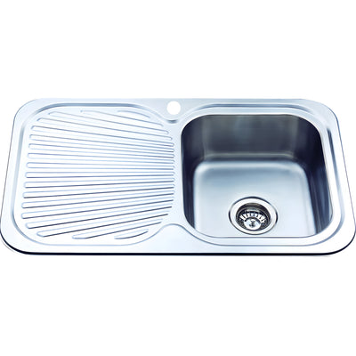 IKON CORA SINGLE BOWL SINGLE DRAINER RHB SINK STAINLESS STEEL 780MM