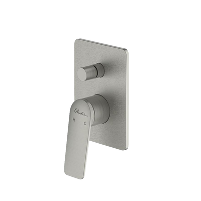OLIVERI PARIS WALL MIXER WITH DIVERTER 194MM BRUSHED NICKEL