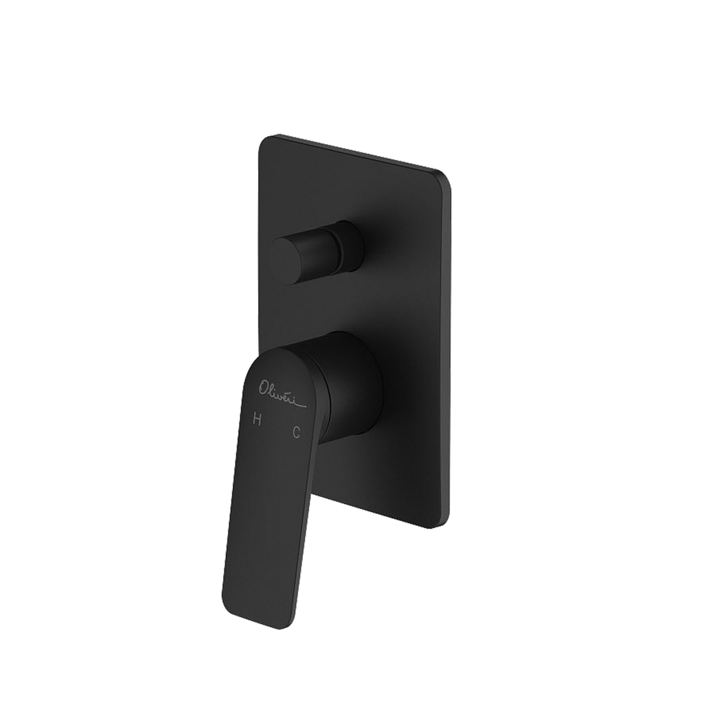 OLIVERI PARIS WALL MIXER WITH DIVERTER 194MM MATTE BLACK