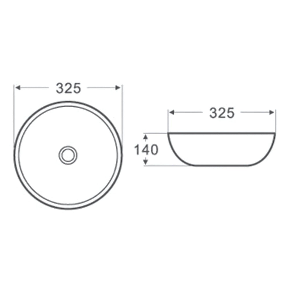 POSEIDON RONDA ABOVE COUNTER BASIN GLOSS WHITE 325MM