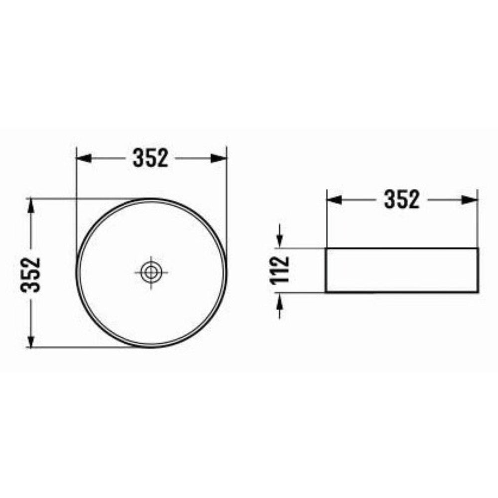 POSEIDON LUNA ABOVE COUNTER BASIN MATTE WHITE 352MM