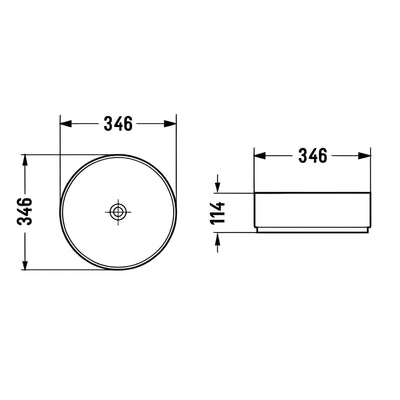 POSEIDON FINE CERAMIC BASIN ULTRA SLIM GLOSS WHITE 346MM