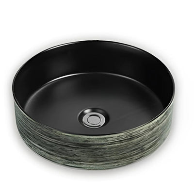POSEIDON FINE CERAMIC BASIN MATTE BLACK AND GREEN 346MM