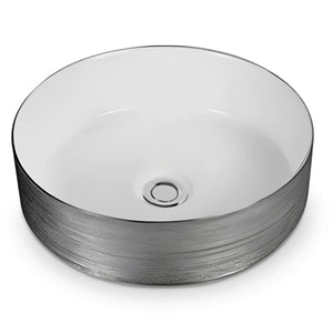POSEIDON LUNA ABOVE COUNTER BASIN SILKY SILVER AND GLOSS WHITE 355MM