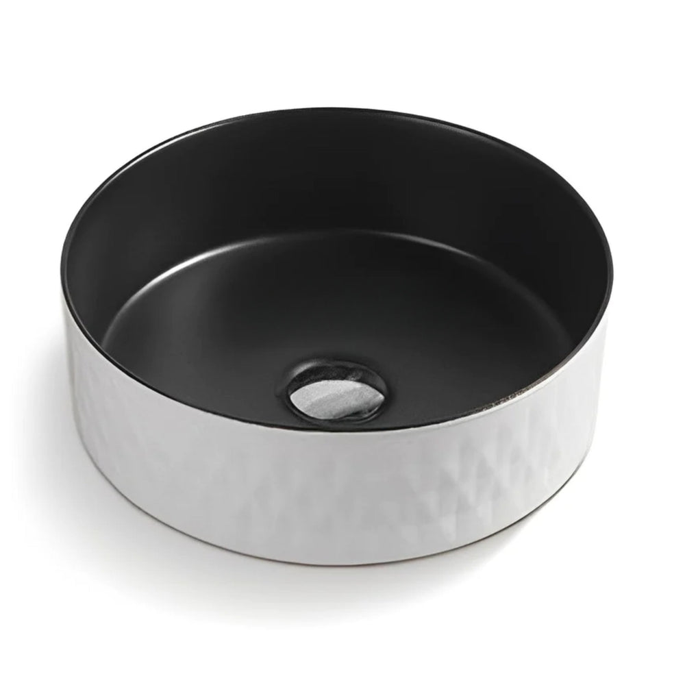 POSEIDON LUNA ABOVE COUNTER BASIN MATTE WHITE AND MATTE BLACK 360MM