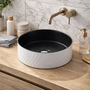 POSEIDON LUNA ABOVE COUNTER BASIN MATTE WHITE AND MATTE BLACK 360MM