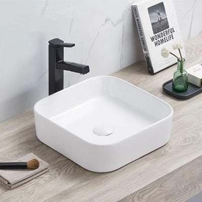 POSEIDON QUBIX ABOVE COUNTER BASIN MATTE WHITE 375MM