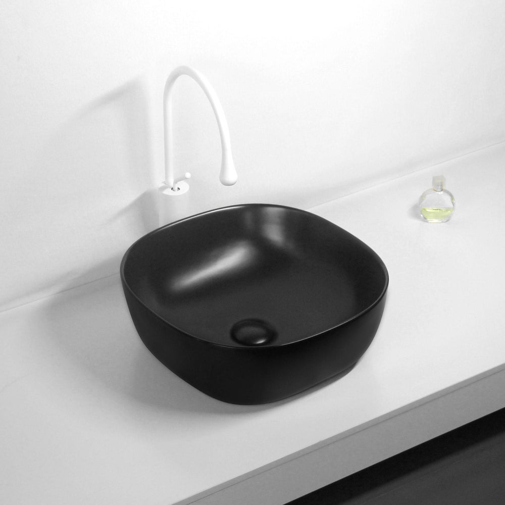 POSEIDON QUBIX ABOVE COUNTER BASIN MATTE BLACK 370MM