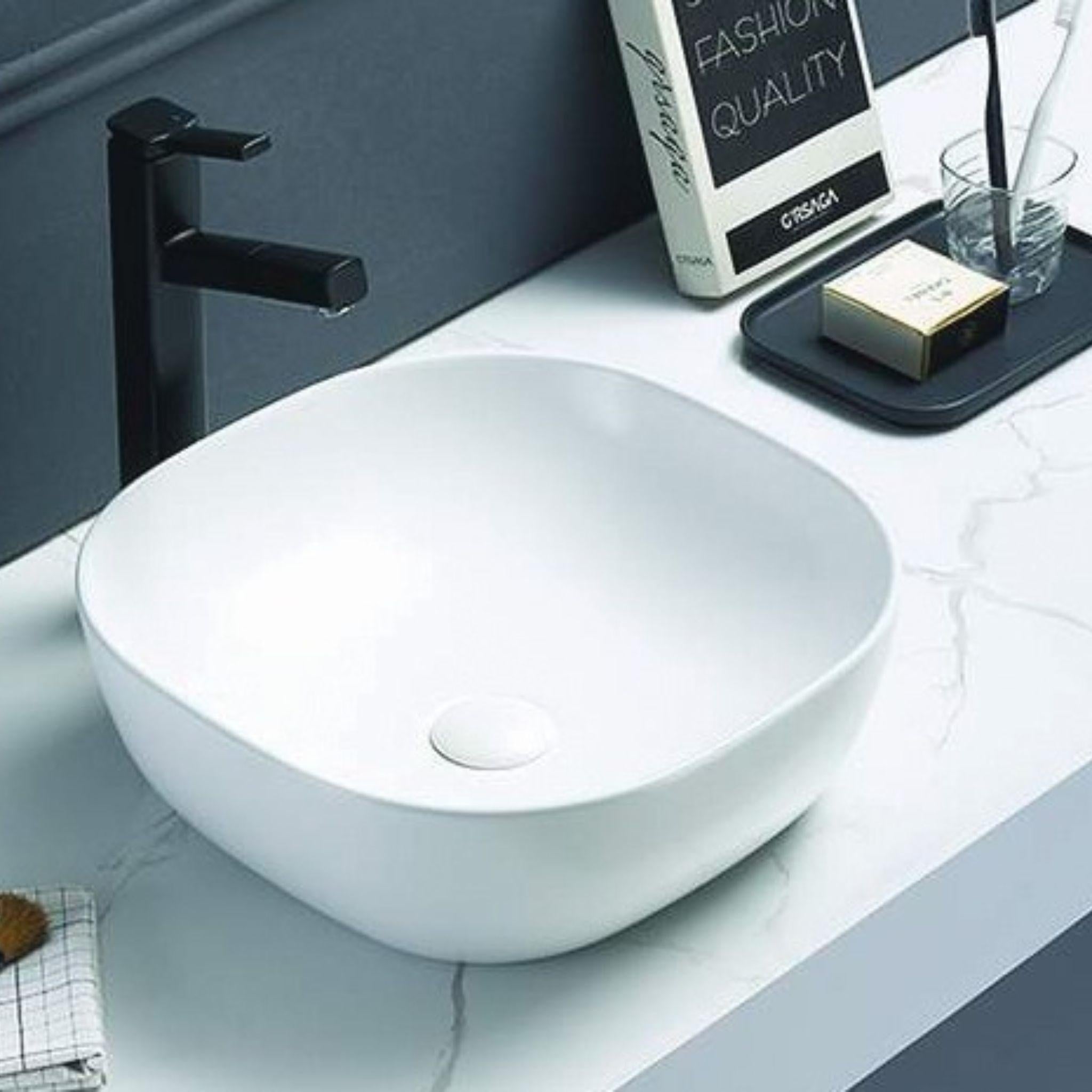 POSEIDON QUBIX ABOVE COUNTER BASIN MATTE WHITE 370MM