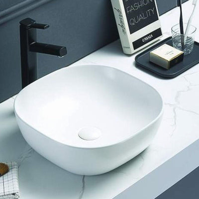 POSEIDON QUBIX ABOVE COUNTER BASIN MATTE WHITE 370MM