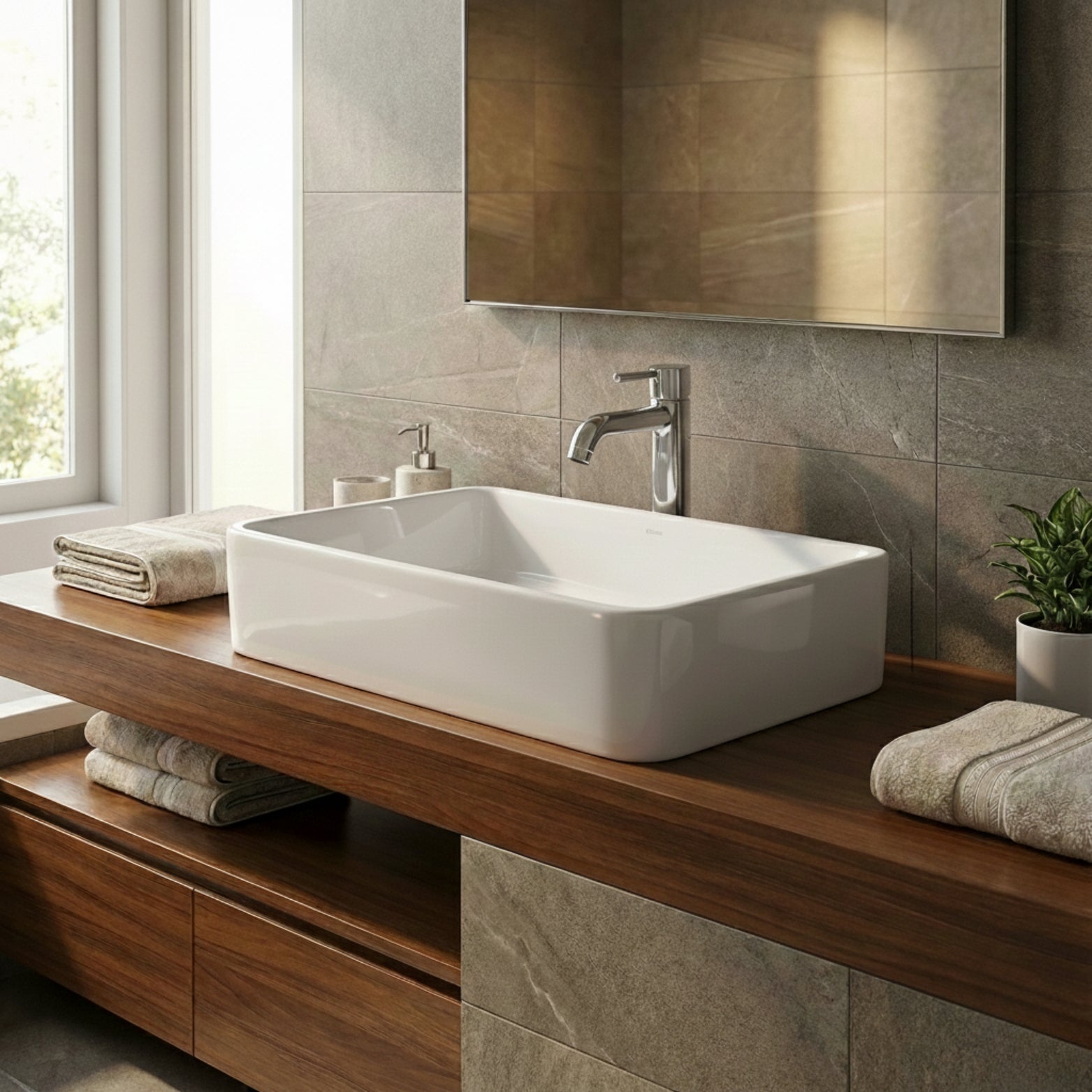 POSEIDON FINE CERAMIC BASIN ULTRA SLIM GLOSS WHITE 400MM