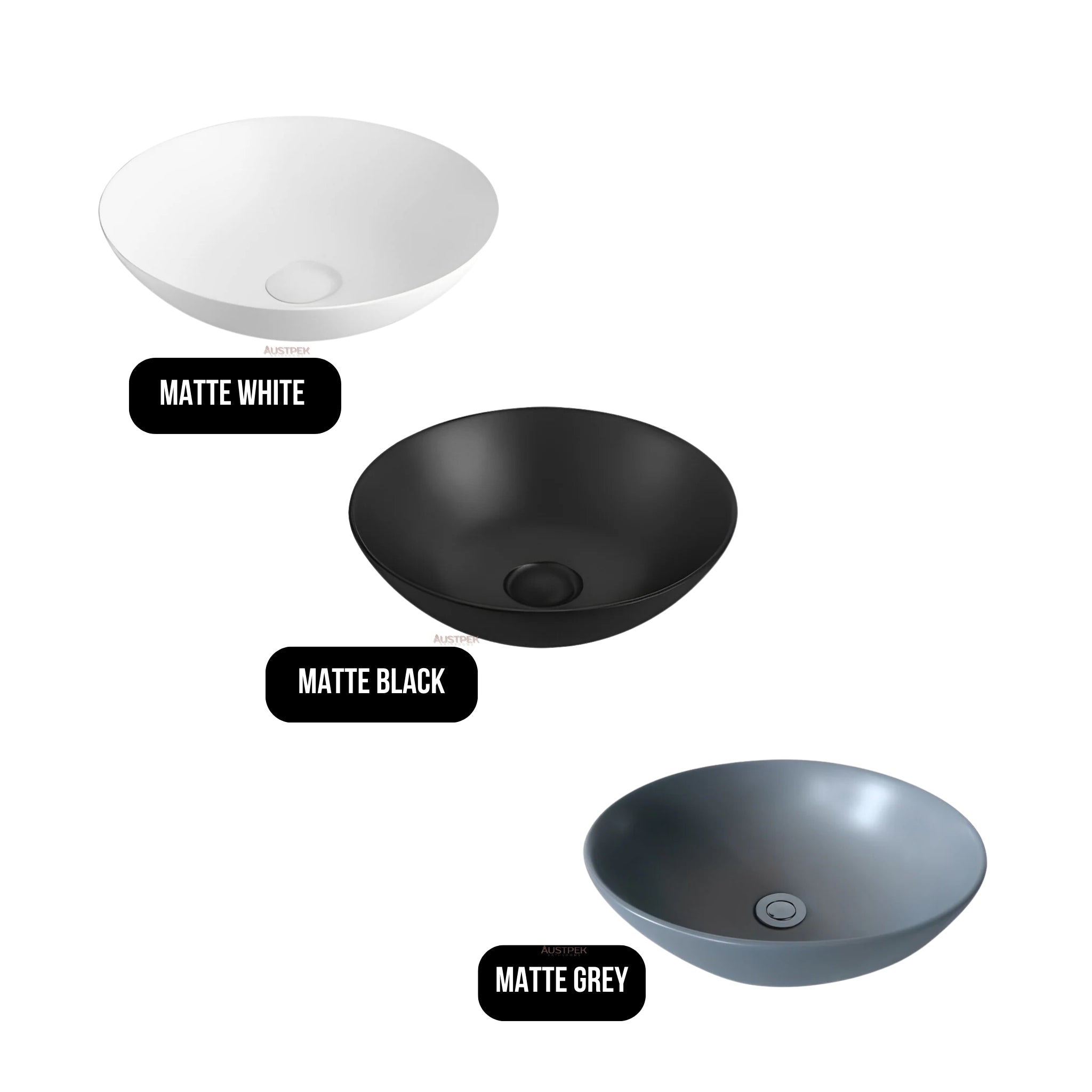 POSEIDON FINE CERAMIC BASIN MATTE WHITE 400MM