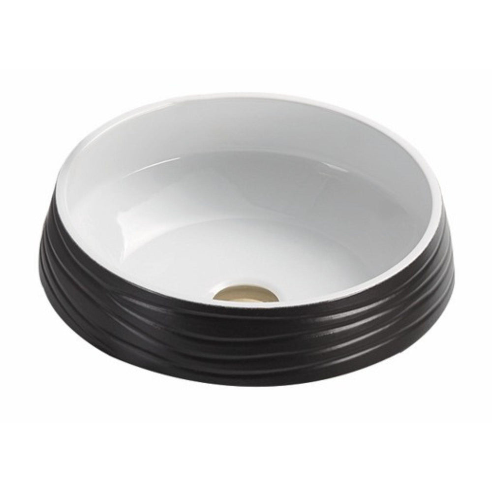 POSEIDON RONDA ABOVE COUNTER BASIN BLACK AND WHITE 410MM