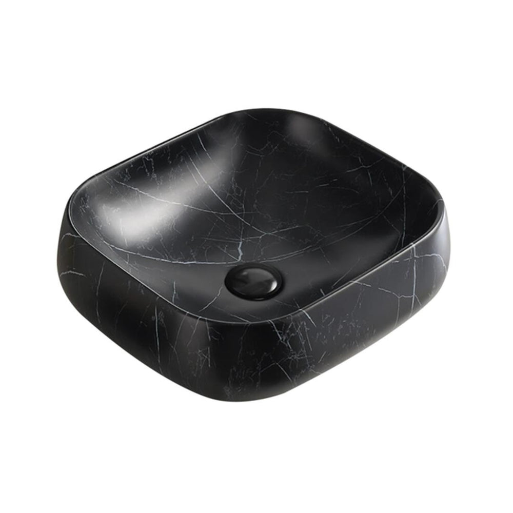 POSEIDON CARRARA MARBLE ABOVE COUNTER BASIN MATTE BLACK 450MM