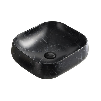 POSEIDON CARRARA MARBLE ABOVE COUNTER BASIN MATTE BLACK 450MM