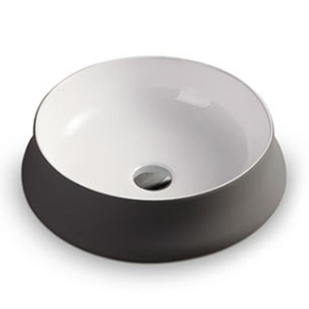 POSEIDON RONDA ABOVE COUNTER BASIN GLOSS WHITE AND GREY 455MM