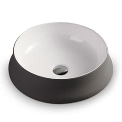 POSEIDON RONDA ABOVE COUNTER BASIN GLOSS WHITE AND GREY 455MM