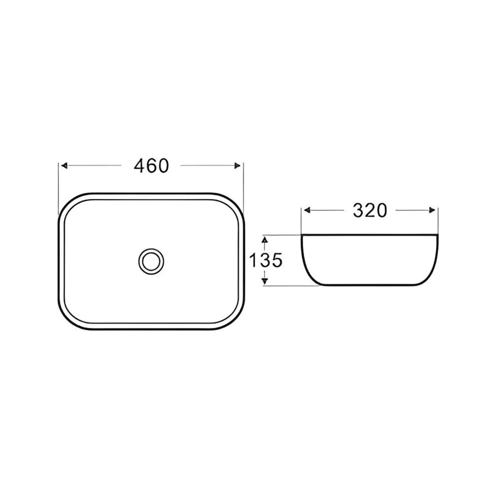 POSEIDON QUBIX ABOVE COUNTER BASIN BLACK AND WHITE 460MM