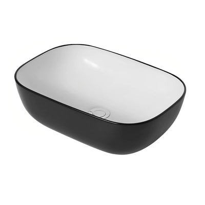 POSEIDON QUBIX ABOVE COUNTER BASIN BLACK AND WHITE 460MM
