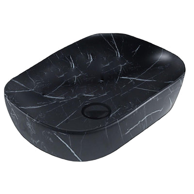 POSEIDON CARRARA MARBLE ABOVE COUNTER BASIN MATTE BLACK 465MM