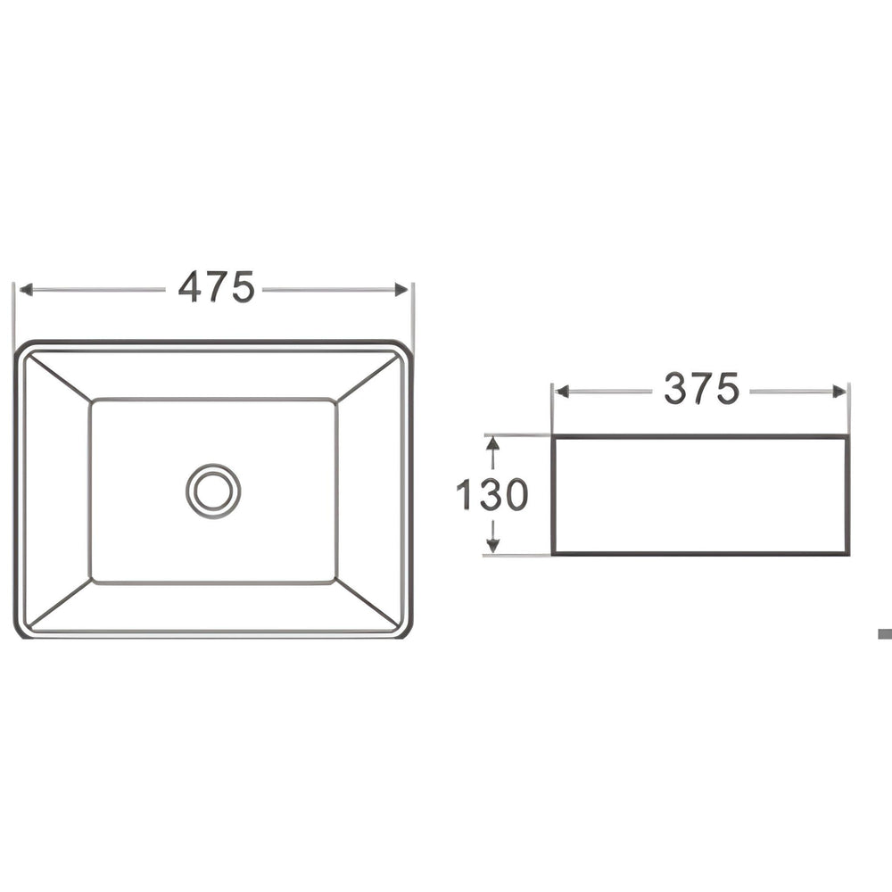 POSEIDON FINE CERAMIC BASIN ULTRA SLIM GLOSS WHITE 475MM