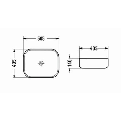 POSEIDON QUBIX ABOVE COUNTER BASIN MATTE BLACK AND MATTE WHITE 505MM