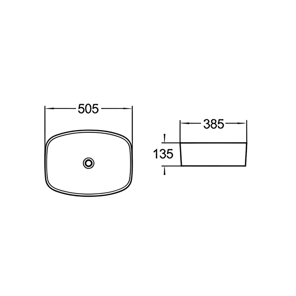 POSEIDON FINE CERAMIC BASIN ULTRA SLIM GLOSS WHITE 505MM