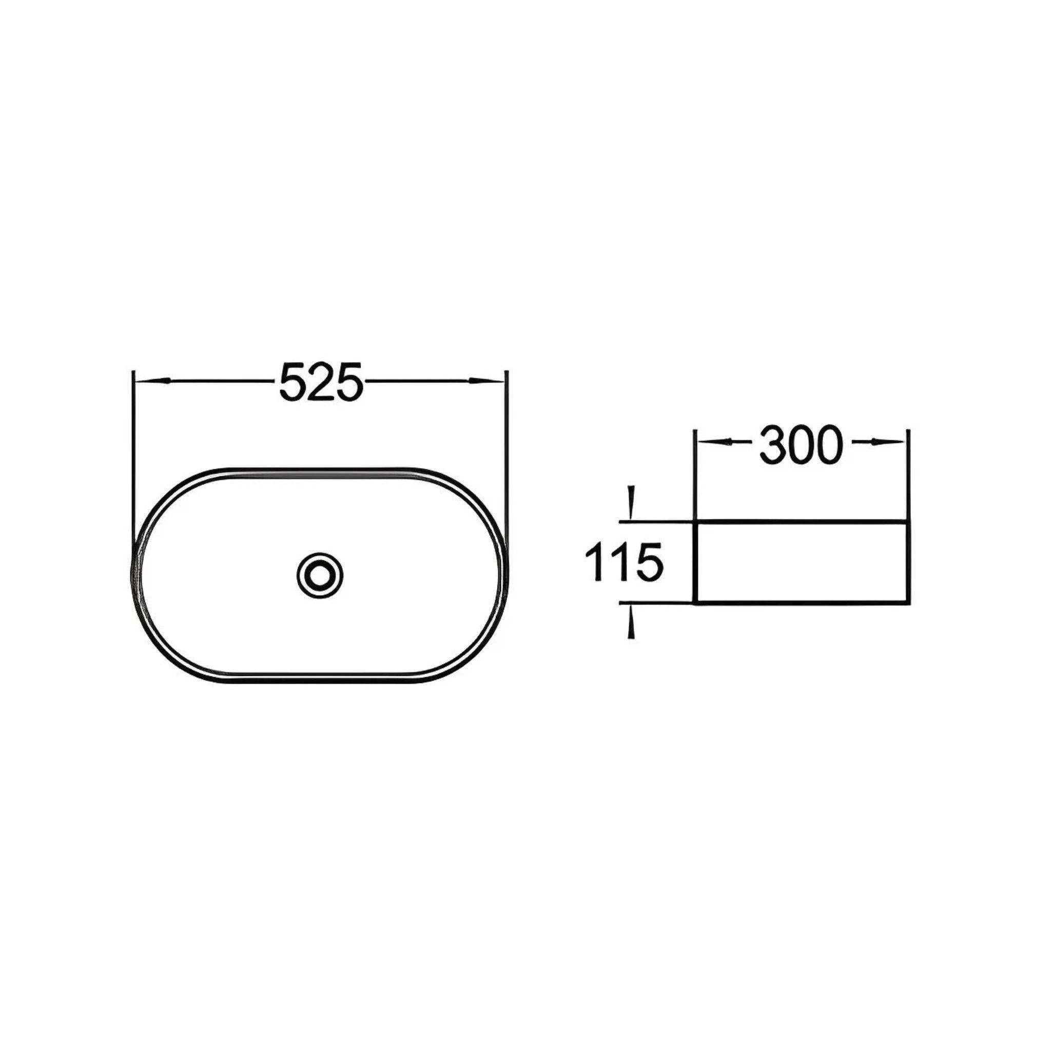POSEIDON FINE CERAMIC BASIN ULTRA SLIM GLOSS WHITE 525MM
