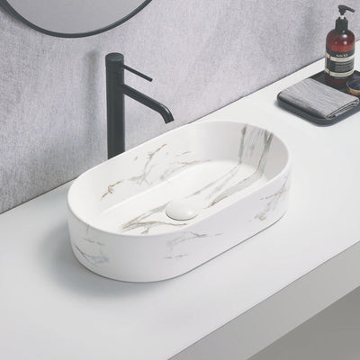 POSEIDON CARRARA MARBLE ABOVE COUNTER BASIN MATTE WHITE 525MM