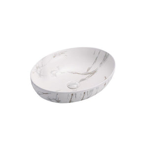 POSEIDON CARRARA MARBLE ABOVE COUNTER BASIN MATTE WHITE 500MM