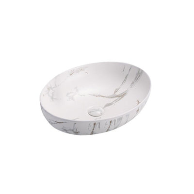 POSEIDON CARRARA MARBLE ABOVE COUNTER BASIN MATTE WHITE 500MM