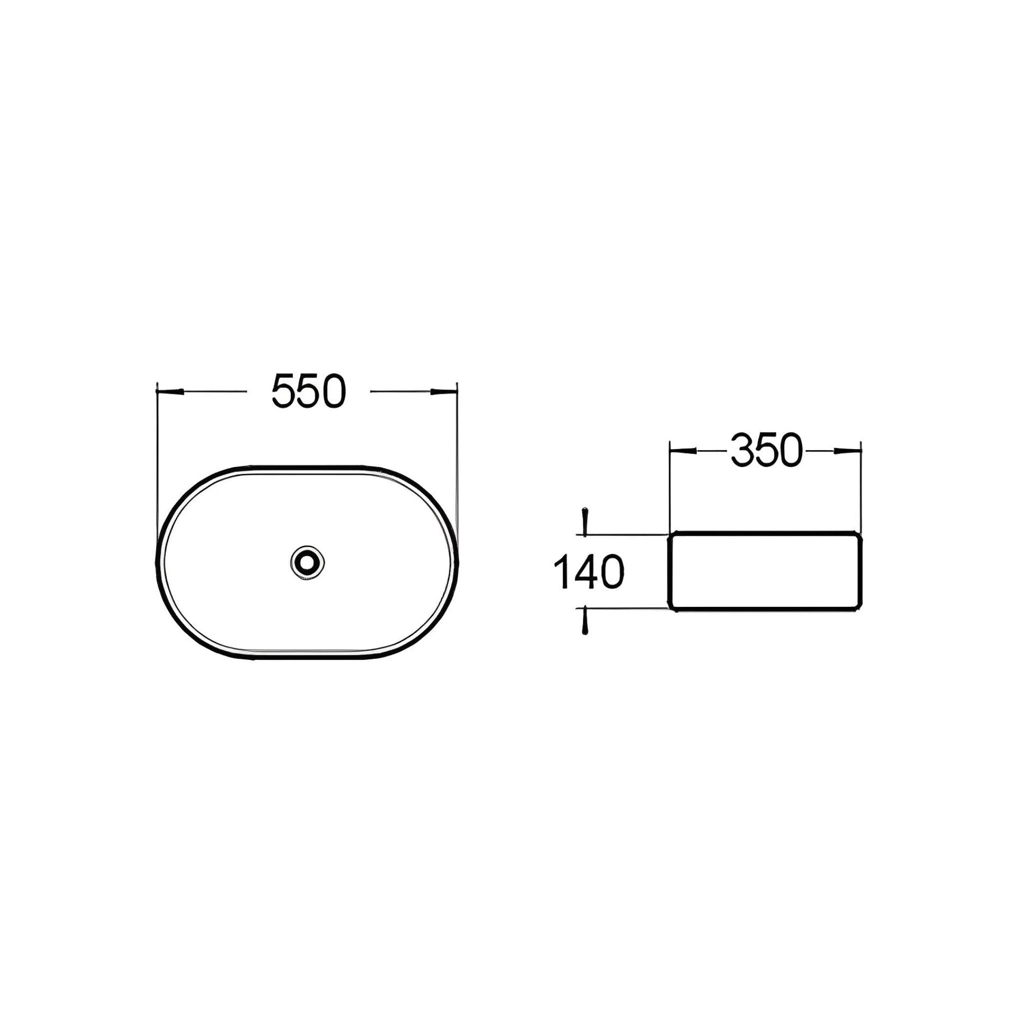 POSEIDON ABOVE COUNTER ART BASIN GLOSS BLACK 550MM
