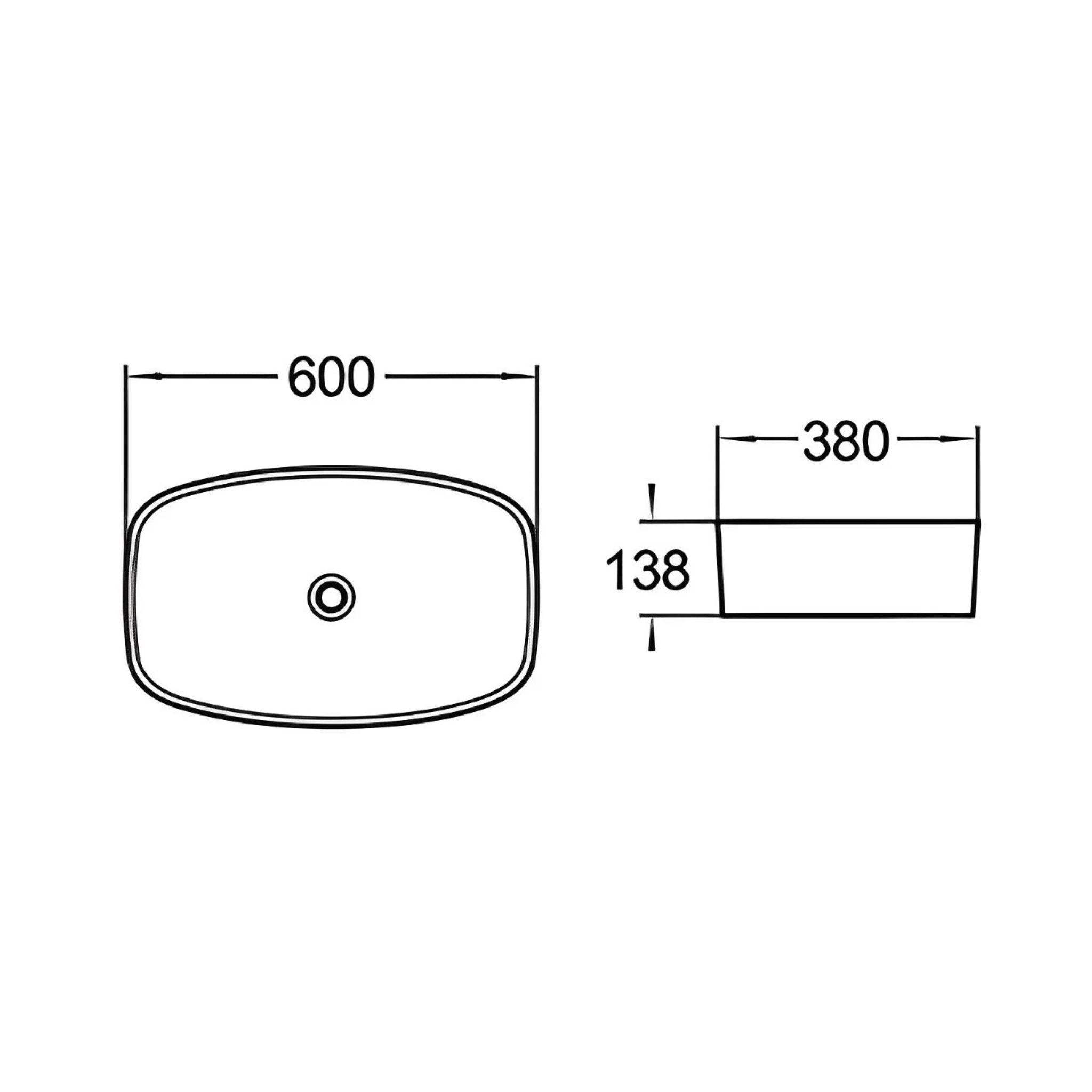 POSEIDON FINE CERAMIC BASIN ULTRA SLIM GLOSS WHITE 600MM