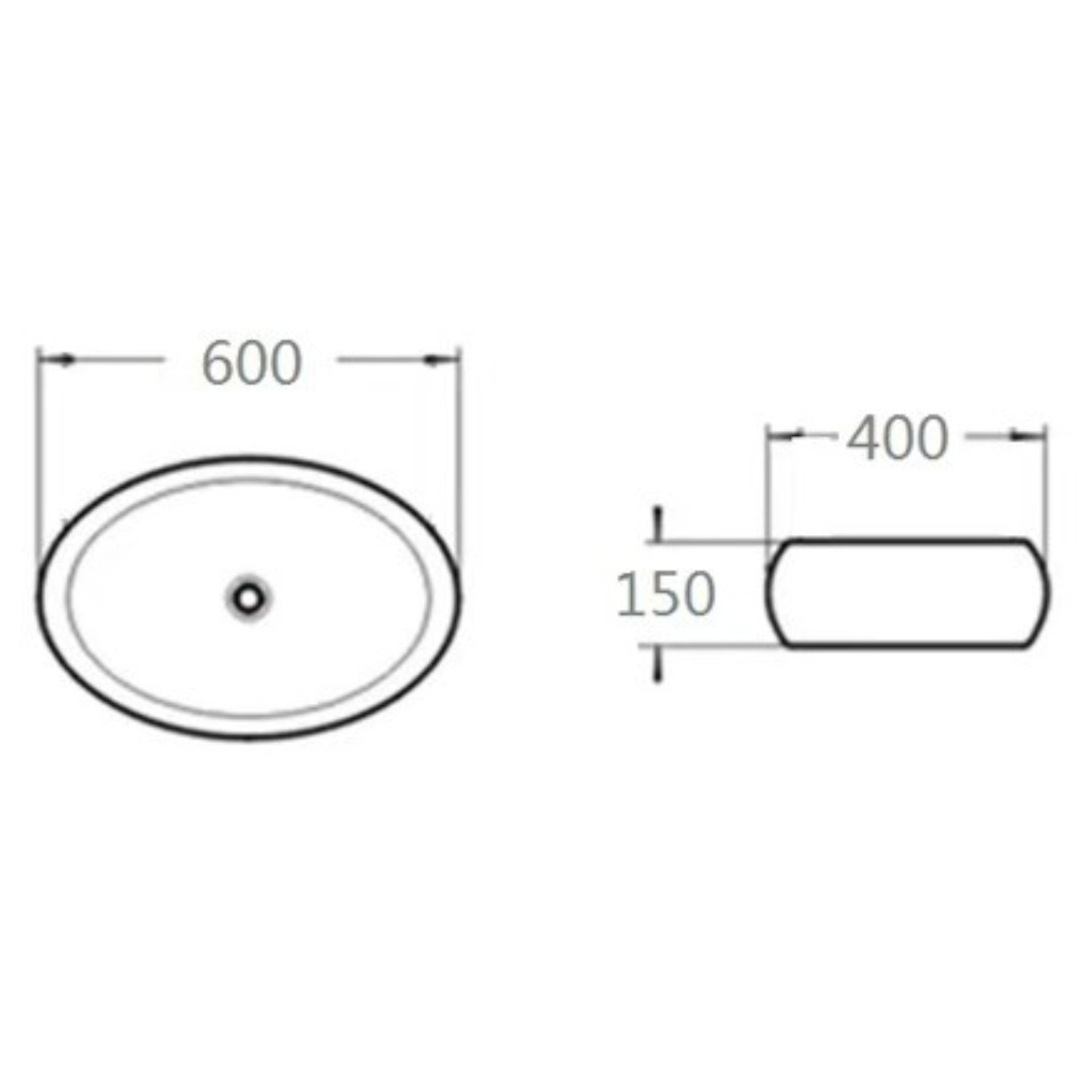 POSEIDON ORIA ABOVE COUNTER BASIN MATTE BLACK 600MM