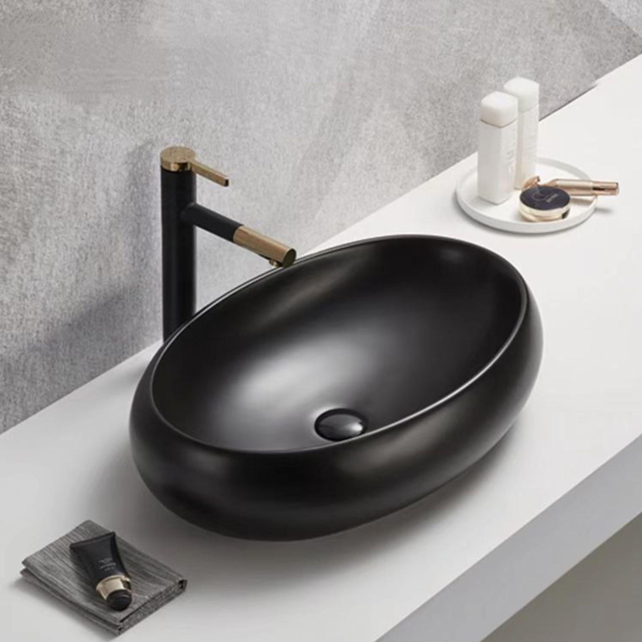 POSEIDON ORIA ABOVE COUNTER BASIN MATTE BLACK 600MM