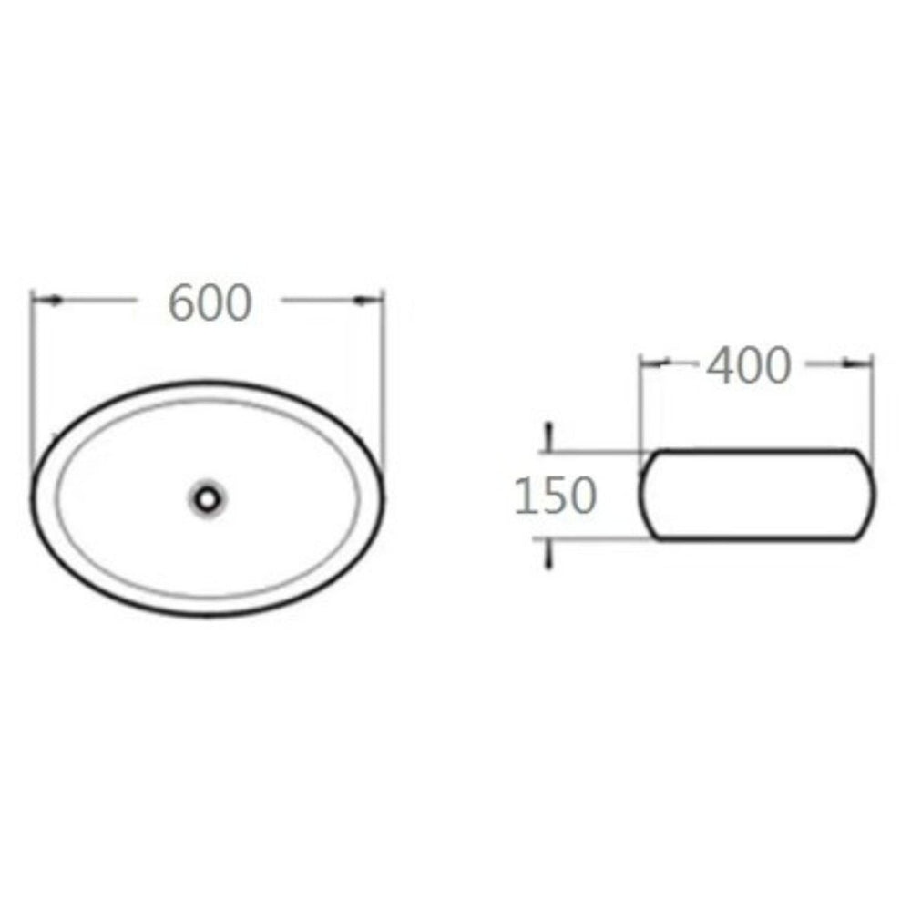 POSEIDON ORIA ABOVE COUNTER BASIN MATTE BLACK AND MATTE WHITE 600MM