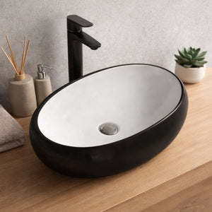 POSEIDON ORIA ABOVE COUNTER BASIN MATTE BLACK AND MATTE WHITE 600MM