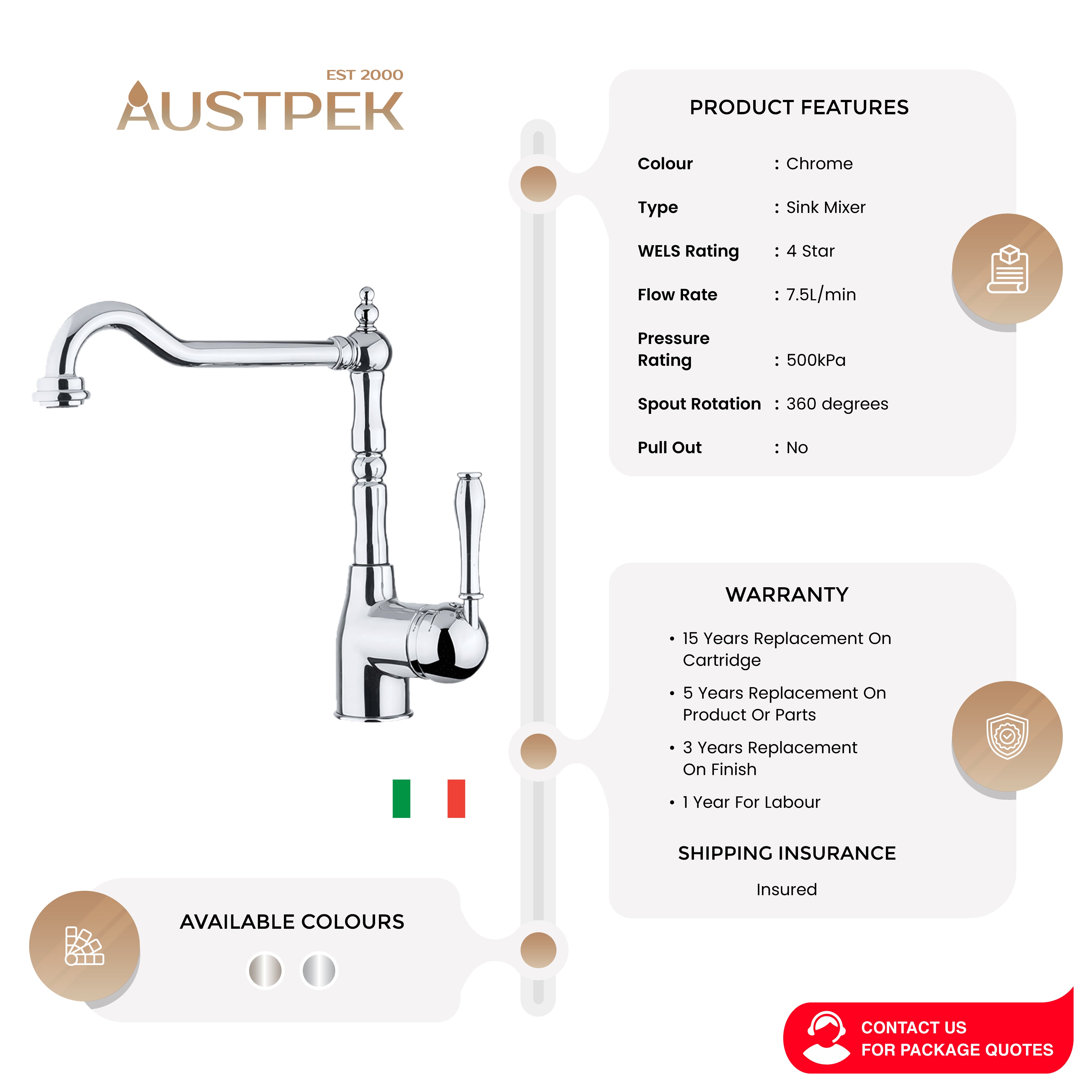 ARMANDO VICARIO PROVINCIAL PALAIS SINK MIXER CHROME