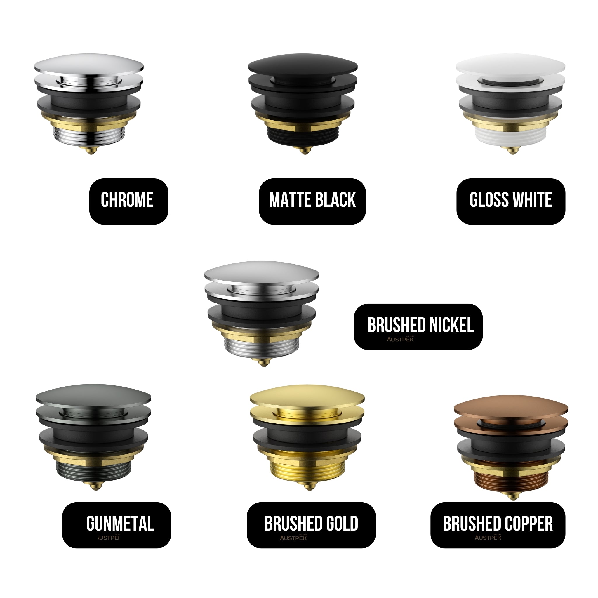 IKON POP-UP WITH REMOVABLE AND NON OVERFLOW WASTE BATH BRUSHED COPPER