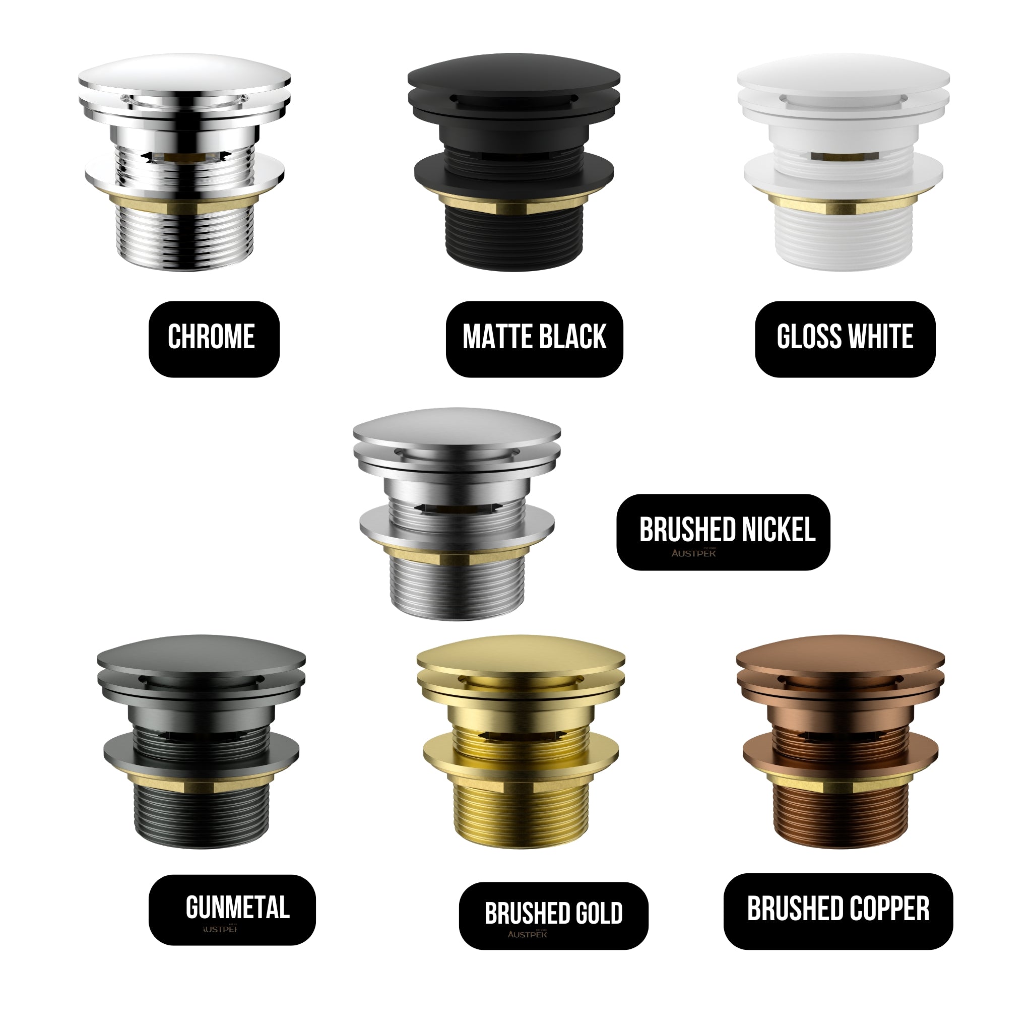 IKON POP-UP PLUG WITH REMOVABLE AND OVERFLOW WASTE BATH BRUSHED COPPER