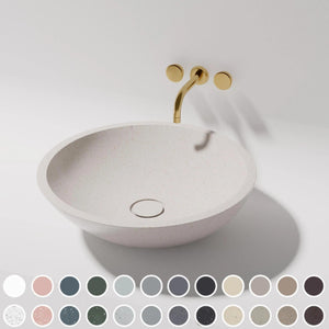 PIETRA BIANCA SURENA ABOVE COUNTER STONE BASIN WITH CUSTOM COLOURS 440MM