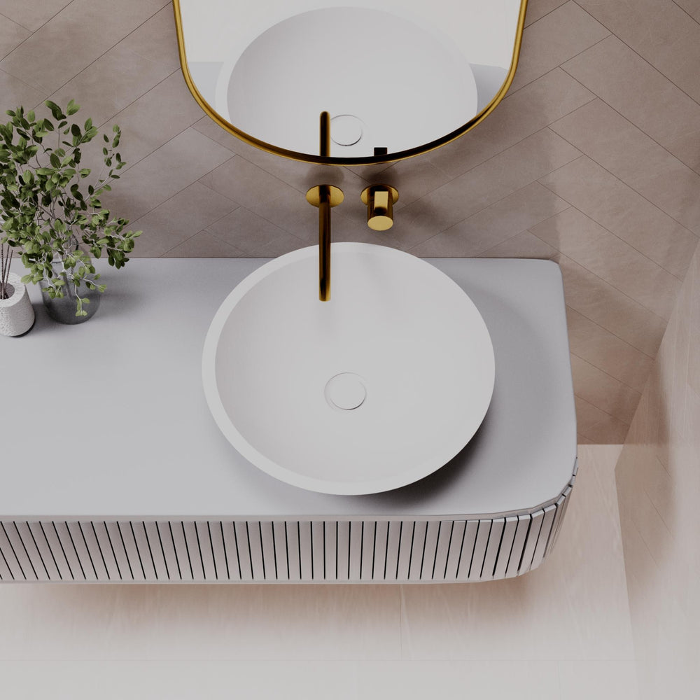 PIETRA BIANCA SURENA ABOVE COUNTER STONE BASIN WITH CUSTOM COLOURS 440MM