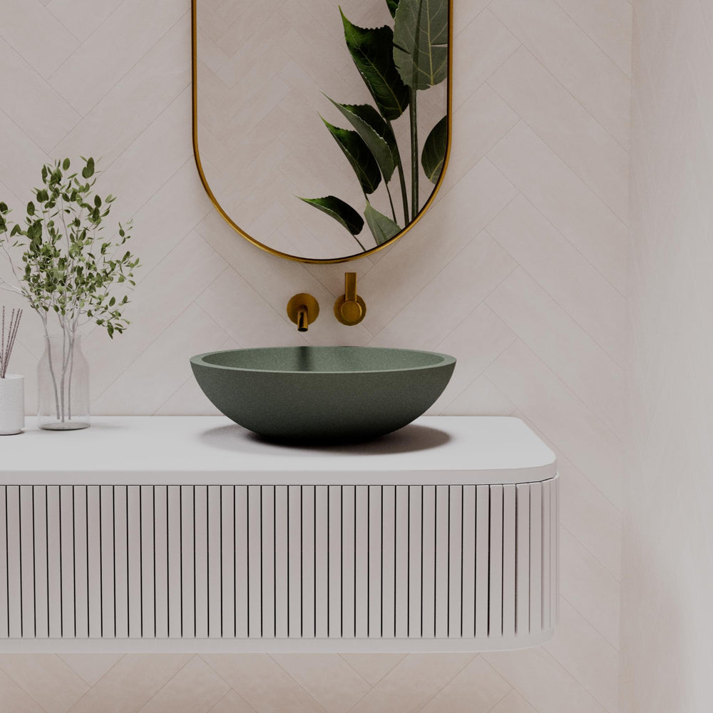 PIETRA BIANCA SURENA ABOVE COUNTER STONE BASIN WITH CUSTOM COLOURS 440MM