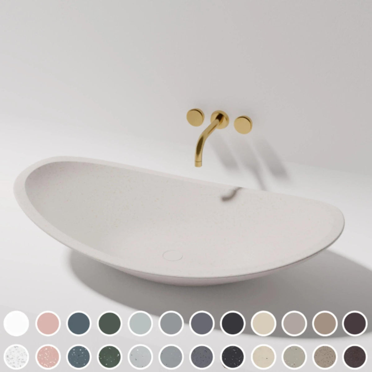 PIETRA BIANCA BOAT ABOVE COUNTER STONE BASIN WITH CUSTOM COLOURS 750MM