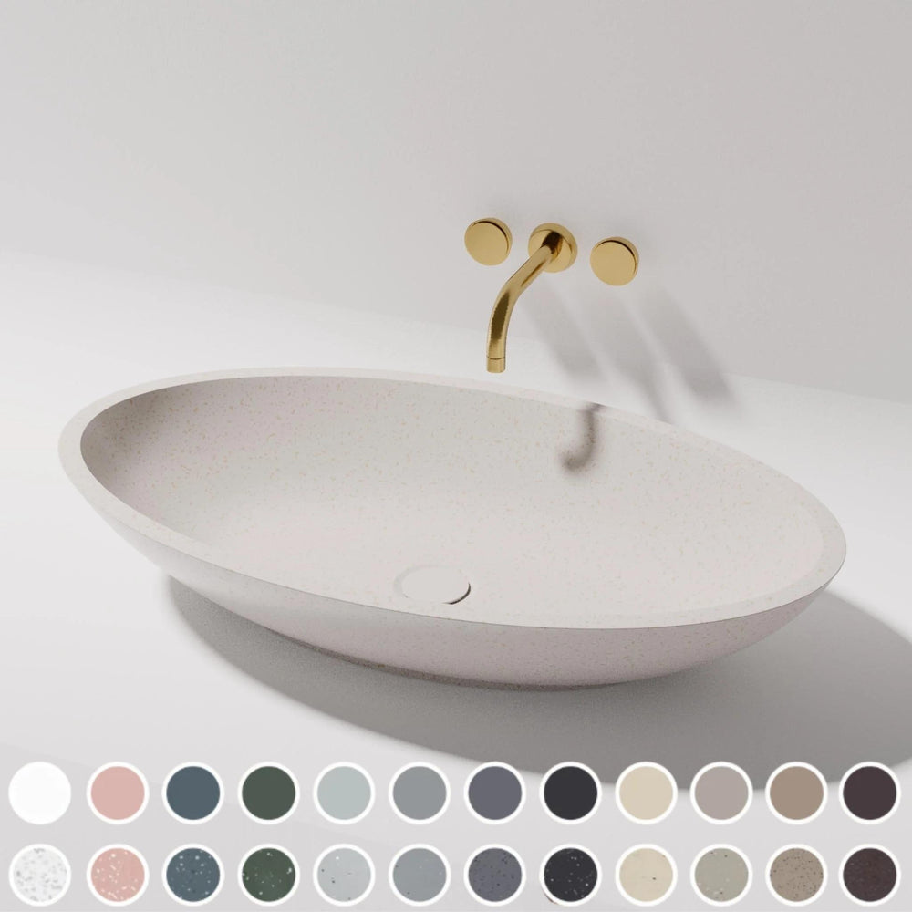 PIETRA BIANCA VALENTINA ABOVE COUNTER STONE BASIN WITH CUSTOM COLOURS 700MM